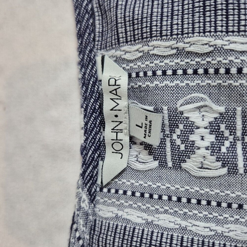 John Mark Women's Dress Size L Floral Embroidered Blue White Pink Stripe (29) - Picture 9 of 11